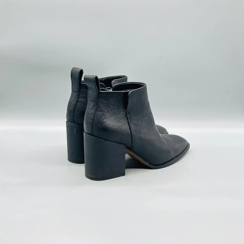 Vionic Boots Womens 8 Black Leather Lyssa Ankle Zip Block Heel Booties Shoes